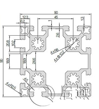 9090重型鋁型材截麵參數